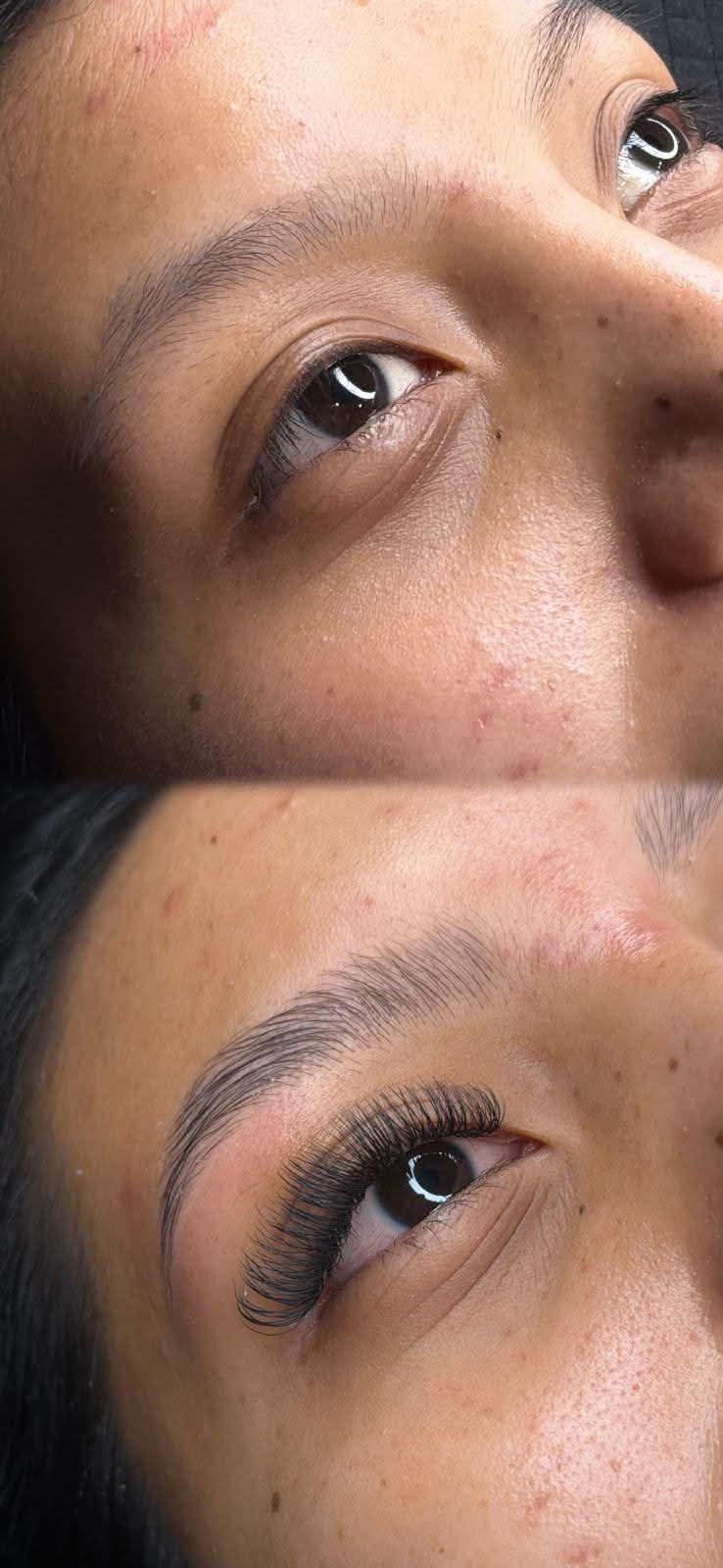 Before and after lash extensions